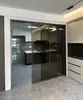 Puerta Corredera de Tres Vínculos de Aleación de Aluminio para Cocina Beijing Balcón Sala de Estar Mampara de Vidrio Riel Colgante Puerta Corredera Plegable Pd