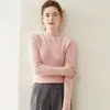 Suéter Feminino de Cashmere, Cashmere de Cabra, Gola Alta Meia, Corte Ajustado, Camada Base Espessa 26, Emagrecedor, Pulôver, Elegante, Simples, Suéter de Lã