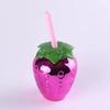 Fabricantes de Venta Caliente Transfronterizos Venta al por Mayor Tazas para Bebidas de Fiesta Navideña Tazas con Popote de Venta Caliente Tazas con Popote Galvanizadas con Forma de Fresa