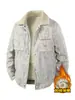Chaqueta de pana con forro de polar para hombre, talla grande, transfronteriza, patrón invernal desgastado, marca de tendencia, de alta gama, corte holgado, con cuello, abrigo de algodón