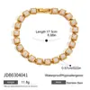 Jieding Pulsera de Acero Inoxidable Zirconia Estilo Europeo y Americano Lujo Accesible Joyería Popular Transfronteriza Pulsera para Mujer de Acero de Titanio Oro 18K