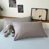 Fronha de algodão puro hipoalergênica Classe A para dormir sem roupa, alta contagem de fios 13372, estilo envelope simples, cor sólida, fronha de algodão puro bicolor