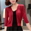 Cárdigan corto con cuello en V y tejido calado para mujer, chaqueta tipo suéter con aire acondicionado, chal pequeño, disponible en Amazon.