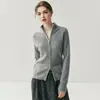 Cardigan Tricotado Quiltado 100% Caxemira Pura Estilo Igual Outono e Inverno Espessado com Zíper Jaqueta Tricotada com Efeito Emagrecedor Feminino
