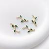 Pacote de 14K de ouro com galhos duplos pendurados, folhas de zircônio verde-rosa, pulseira faça você mesmo, brincos duplos pendurados, acessórios com pingente de borla