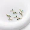 Relleno de Oro de 14K Rama Doble Colgante Flor de Rosa Zirconio Verde Hoja Pulsera DIY Pendientes Dobles Colgantes Pendientes Borla Colgante Accesorios