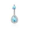 Anillo de Ombligo de Gota de Agua con Incrustaciones de Zirconia de Cobre, Joyería de Acero Inoxidable para Piercing, Clavo de Ombligo, Anillo de Ombligo