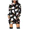 Vestido de Punto Navideño para Mujer Otoño e Invierno 2024 Transfronterizo Europeo y Americano, Sudadera con Capucha de Moda para Mujer