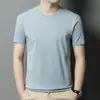 Camiseta de algodón puro de manga corta para verano para hombre, transpirable y de corte holgado, camiseta de cuello redondo para jóvenes y adultos de mediana edad, top versátil y moderno de color liso