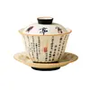 Gaiwan Lantingxu Três Talentos de Fábrica para Infusão de Chá, Xícara de Chá Estilo Chinês, Conjunto de Chá Kung Fu, Tigela de Chá Mineral Cerâmica Branca com Tampa