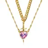 Novo Pingente Criativo de Casal Flecha Atravessando Coração, Conjunto Adaga do Amor Corrente de Diamante para Clavícula Presente de Dia dos Namorados Colar
