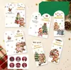 Tarjetas de felicitación navideñas creativas y minimalistas transfronterizas, tarjetas de bendición navideña con sobres, tarjetas de regalo escritas a mano con temática de floristería y panadería