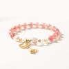Pulsera de Cuentas de Cristal de Fresa Natural Pulsera Chapada en Oro de 14K Pulsera de Cristal para Novia Pulsera de Perlas de Cristal para Mujer Sentido Premium Venta al por Mayor