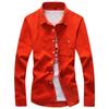 Nova Camisa Casual Masculina Primavera 2021 Slim-fit Simples Cor Sólida Tecido de Veludo Cotelê Manga Longa