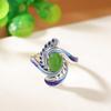 Anillo de plata de ley S925 con diseño de ciervo, jaspe hetiano, color púrpura sangre, estilo retro nacional, cloisonné, pluma y cara de huevo.