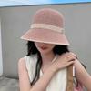 2025 Nuevo Sombrero de Pescador de Verano para Mujer Tejido Calado Muestra la Cara Sombrero de Cuenca Pequeño Sombrero para el Sol Sombrero de Verano Transpirable con Protección Solar También
