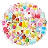 50 Nuevas Pegatinas de Verano Transfronterizas de Paleta de Hielo Postre Helado Fácil de Rasgar con Asa Pequeña para Decoración de Diario