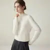Nuevo suéter de cachemira para otoño e invierno para mujer, cuello semi-alto, manga larga, jersey, corte ajustado, suéter base de punto