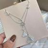 Baojia Seiko Abanico con Borla en Forma de Falda Pequeña Falda de Fritillaria Blanca Collar Falda de Múltiples Piezas Doble Capa Chapado en Oro Full Diamond Lujo Ligero