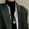 Collar con Colgante de Hebilla de Letra Larga Cadena para Clavícula de Mujer Cadena de Cuello Ins Tendencia Hip-hop Estilo Frío Cadena para Suéter Accesorios