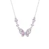 Colar Galáxia Amor Borboleta Design Original Tichia para Mulheres Prata de Lei S925 Corrente de Clavícula Borboleta Joia de Prata Brilhante com Zircônia Luxo Leve