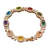 Pulseira Retro Europeia e Americana com Fivela de Flor Oval em Zircônia, Pulseira Fashion e Versátil, Pulseira de Luxo Leve e de Alta Qualidade
