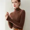 Suéter de cachemir suave y sin costuras, corte ajustado, 100% cachemir para mujer, cuello alto, color liso, tejido de punto para otoño e invierno