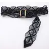 Cinturón tejido de cuerda de cera vintage para mujer, sello de cintura decorativo para vestido, hebilla cuadrada de moda, cinturón ancho