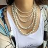Europa y Estados Unidos transfronterizo diy redondo perla joyería al por mayor gargantilla collar mujeres hecho a mano cuentas multicapa combinación apilado uso