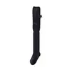 Meias Longas Estilo Coreano para Meninas Acima do Joelho com Laços Pequenos Preto Branco Cinza Meias Altas para Meninas Meias Altas Meias Enrugadas Atacado
