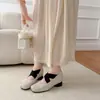 Zapatos Mary Jane cuadrados de punta cuadrada con tiras cruzadas estilo francés para mujer, nueva colección otoño 2026, tacón grueso, inspirados en el ballet, diseño de nariz de cerdo, bailarinas de punta baja