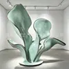Escultura Abstracta de Hoja de Acero Inoxidable Personalizada para Instalación de Arte en Paisaje de Jardín Exterior y Adorno Decorativo de Pie