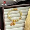 Pulsera de Cuentas Redondas de Jade de Seda Dorada Hotan de Xinjiang Natural para Mujer Exquisita DIY Multi-Gema Pulsera de Cuentas Ábaco Prosperidad Suerte