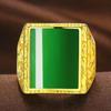 Anillo abierto dorado latón chapado en oro Vietnam arena oro incrustado calcedonia gema cabello fortuna anillo ajustable para hombres venta al por mayor