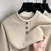 Sudadera de hombre con cuello redondo, estilo falso dos piezas, nuevo estilo otoño e invierno, forro polar y engrosada, manga larga con botones, corte holgado para hombres de mediana edad