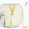 Collar Puzuo Gold Shop Mismo Estilo Oro Brillante 24K Cuentas Elásticas Hielo Triturado Láser Borla Calabaza Estilo Chino Cerradura de Alta Gama