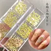 Acessórios para Nail Art com Rebite de Estrela de Cinco Pontas Transfronteiriços, Patches de Estrela Metálicos Vazados Dourados, Decorações de Unha Vestíveis, Acessórios para Unhas