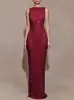 Amazon Verão Europeu e Americano Transfronteiriço Novo 2026 Vestido Elegante sem Mangas com Lantejoulas, Corte Slim, Zíper nas Costas e Fenda para Mulheres