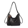 Mochila Bolsa Tote Grande Capacidade Feminina Outono 2026 Novo Estilo Moda Bolsa de Ombro Único Nicho Cor Sólida Bolsa de Mão Personalidade