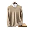 Colección Otoño/Invierno 2026 de Bai Cai Rong: Camisa de vestir para hombre de punto liso con cuello en V, una pieza de alta gama, ligera y lujosa con un estilo clásico de 'dinero viejo'.