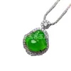 Nuevo Colgante de Buda de Calcedonia Verde Hielo de Alta Calidad, Chapado en Plata con Jade y Ágata Incrustados, Joyería de Collar de Buda Maitreya de Jade para Mujer