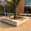 Banco de Árboles de Parche Cuadrado Edificio de Oficinas Comercial Átrio Madera Anticorrosiva Asiento de Árbol UHPC Parque Asiento para Plantación de Árboles