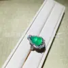 Nuevo Anillo de Calcedonia Verde Esmeralda con Hebilla de Paz Estilo Chino para Mujer, Elegante Retro, Anillo de Calcedonia de Superficie Ovalada Grande de Alta Gama