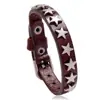 Joias Punk Retro Europeias e Americanas de Venda Quente Nova Pulseira de Couro de Vaca Estrela de Cinco Pontas Barra de Pulseira Acessórios Hip-Hop