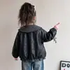 Chaqueta de Otoño/Invierno para Niña 2026 Estilo Nuevo Chaqueta Gruesa de Cuero con Forro Polar para Niños Top de PU a Cuadros con Cuello de Muñeca para Niña Pequeña