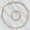 Conjunto de Pulseira e Colar Maillard Mocha Dourado Marrom Shijia Pérola Corrente de Clavícula Outono Inverno