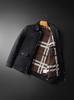 Estación Europea Abrigo de Algodón de Invierno Abrigo Nueva Llegada Cuadros de Diamante Solapa de Cuero Casual de Negocios Cálido de Moda Marca Abrigo de Algodón Ropa de Invierno para Hombre
