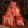 Bolsa de Tela de Algodón Bronceado Estilo Chino Vintage Joyería Fragancia Transpirable Bolsa de Embalaje Bolsa de Tela Roja Pulsera de Joyería