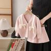 Traje de Falda y Suéter para Niñas 2024 Otoño Nuevo Lazo Tirantes Cuello Redondo Cárdigan Chaqueta Suéter Estilo Princesa