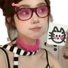 Armação de Óculos Gatinho Estampa Leopardo Sem Lentes Armação Decorativa Lisa Fofa Ins Retrô Y2K Tartaruga Óculos Redondos